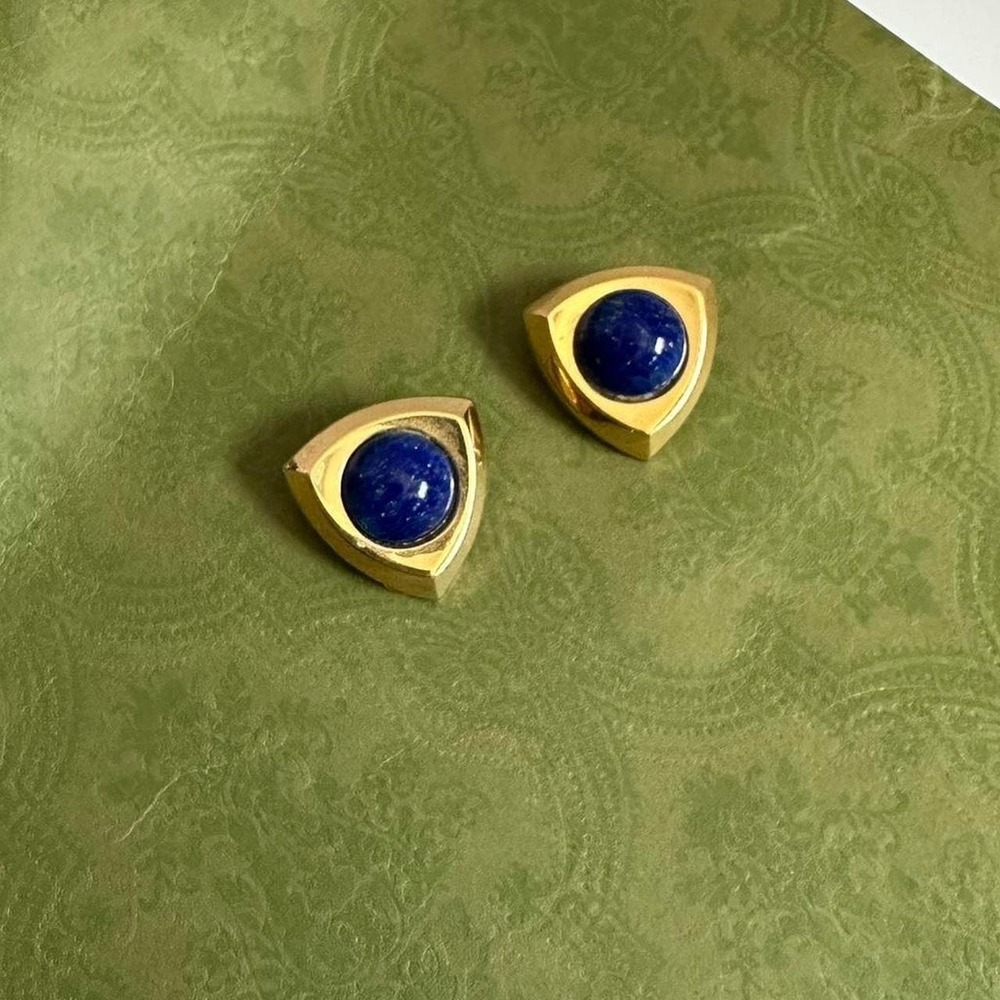 VTG Christian Dior Geometric Lapis Earrings
